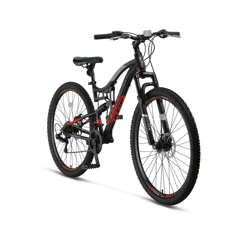 Bicicleta MTB Umit Stallion 2D, Full Suspension, SHM, 21 viteze, roata 29", cadru otel, negru/rosu [2]