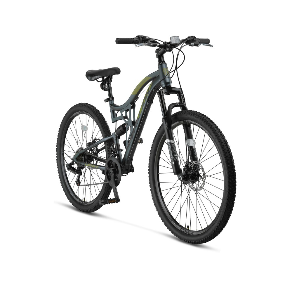 Bicicleta MTB Umit Stallion 2D, Full Suspension, SHM, 21 viteze, roata 26", cadru otel, gri/verde [2]
