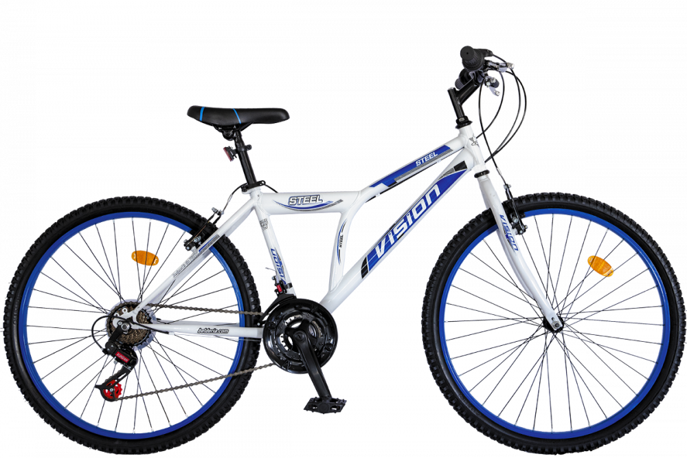 Bicicleta MTB Vision Steel Man Culoare Alb Albastru Roata 26   Otel