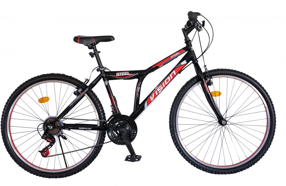 Bicicleta MTB Vision Steel Man Culoare Negru Rosu Roata 24 Otel