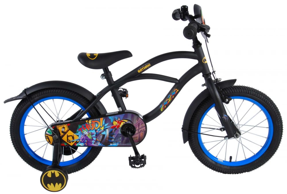 Bicicleta pentru baieti Batman, 16 inch, culoare negru, frana de mana + contra