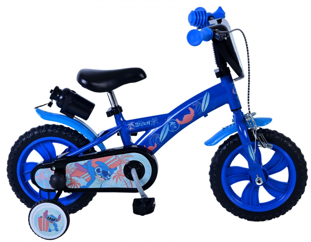 Bicicleta pentru baieti Disney Stitch, 12 inch, culoare albastru, frana de mana fata si contra