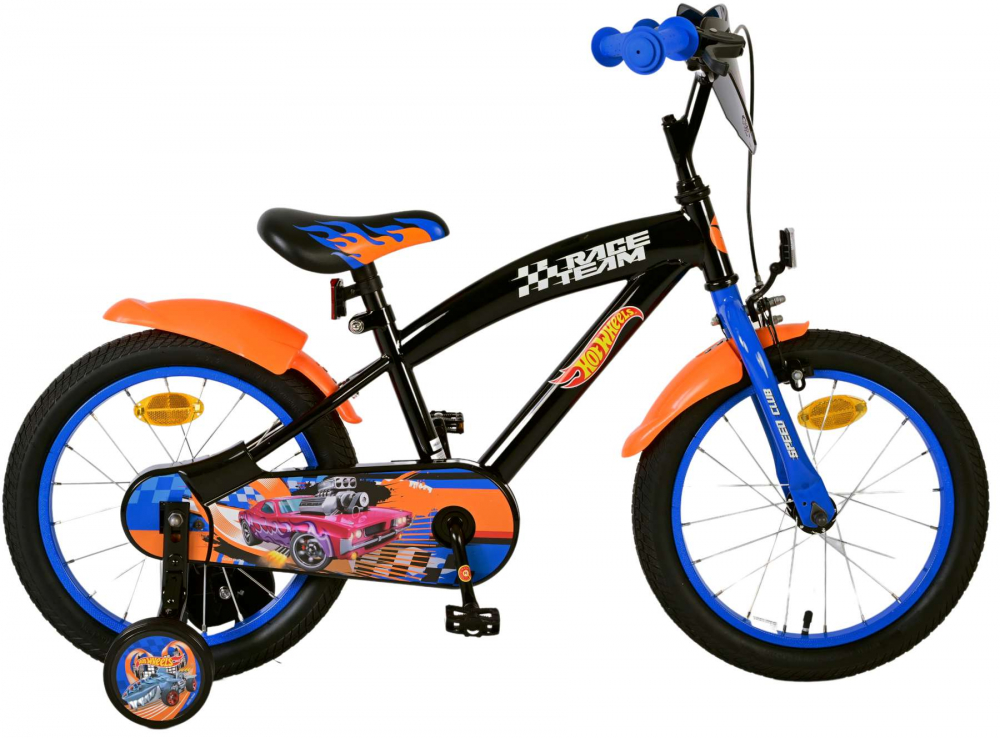 Bicicleta pentru baieti, Hot Wheels, 16 inch, culoare negru, frana de mana fata si contra spate