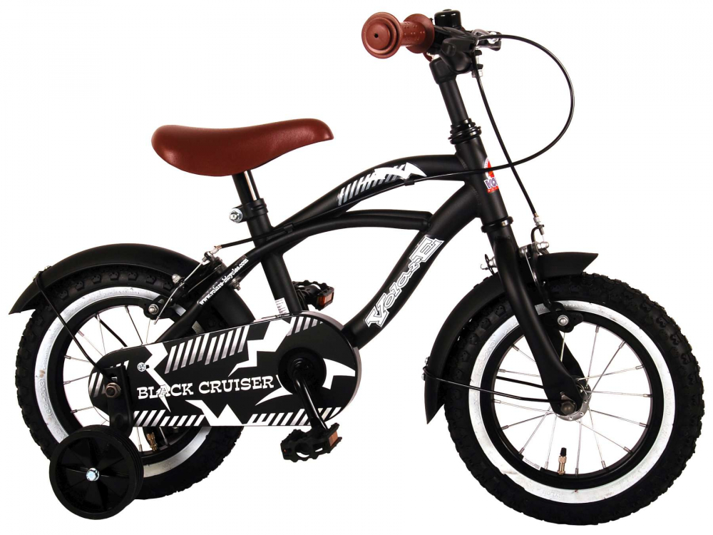 Bicicleta pentru baieti Volare Black Cruiser, 12 inch, culoare negru, frana de mana fata - spate