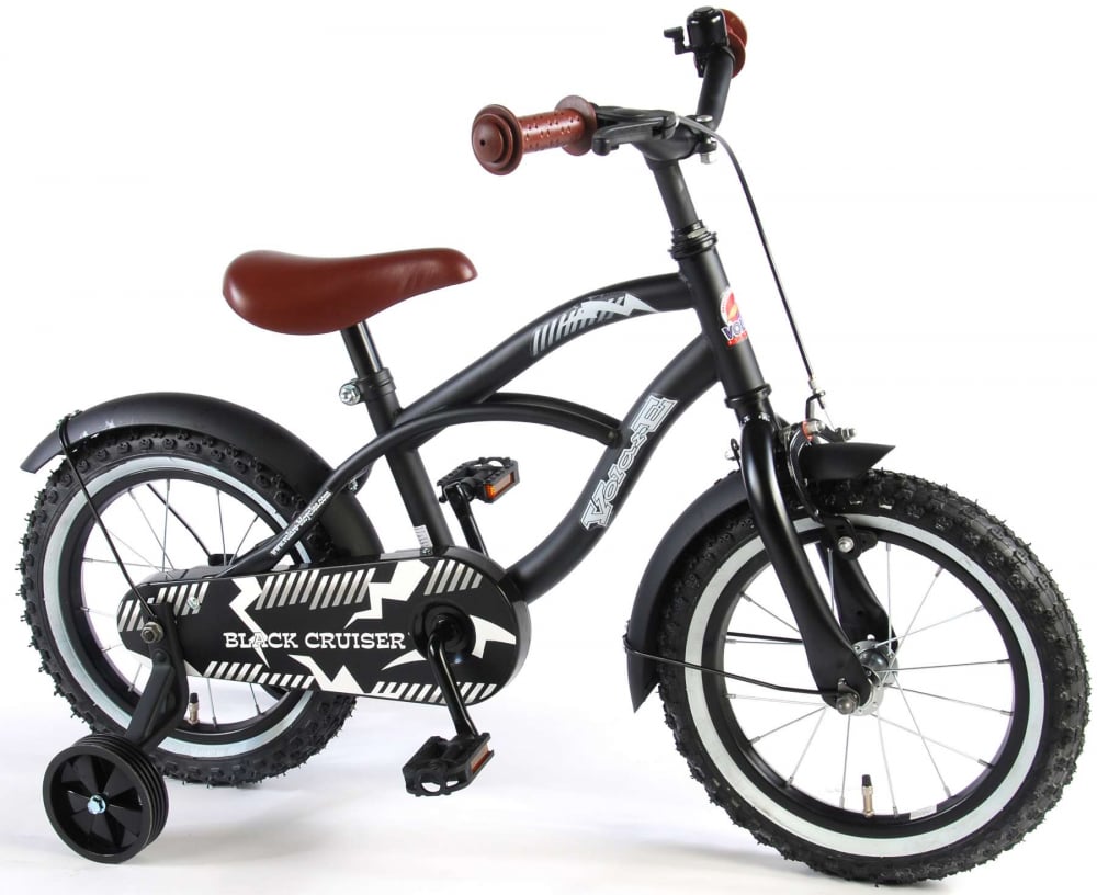 Bicicleta pentru baieti Volare Black Cruiser, 14 inch, culoare negru mat, frana de mana + contra