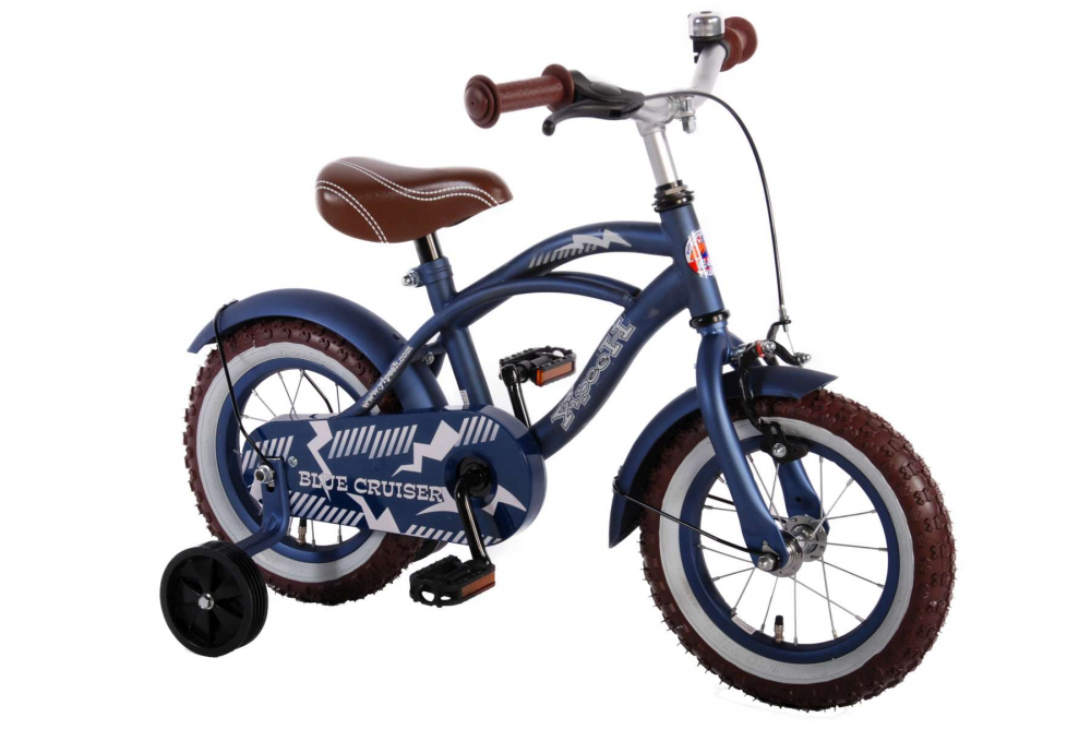 Bicicleta pentru baieti Volare Blue Cruiser, 12 inch, culoare albastru mat, frana de mana + contra