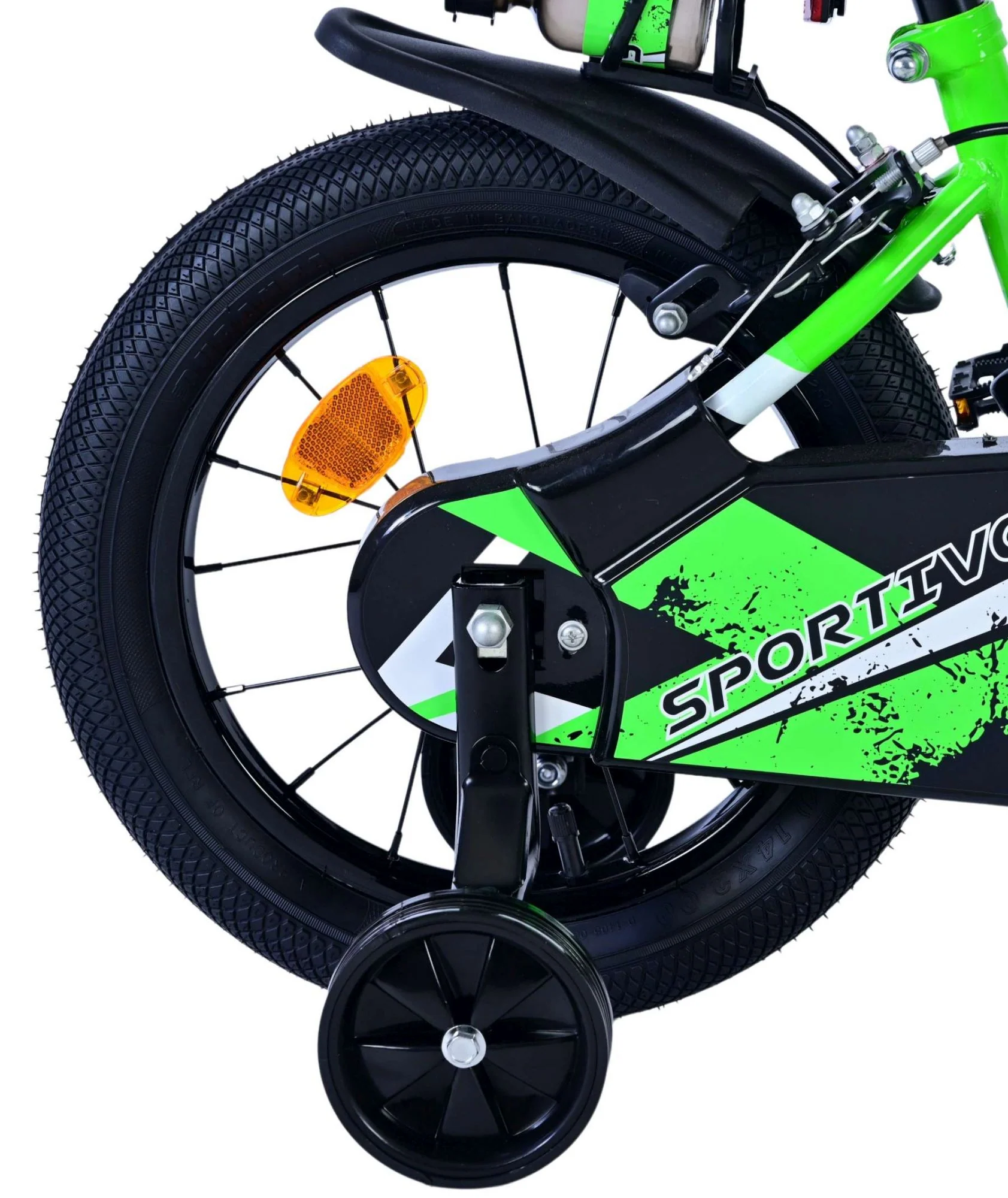 Bicicleta pentru baieti Volare Sportivo, 14 inch, culoare Negru/Verde, frana de mana fata - spate [10]