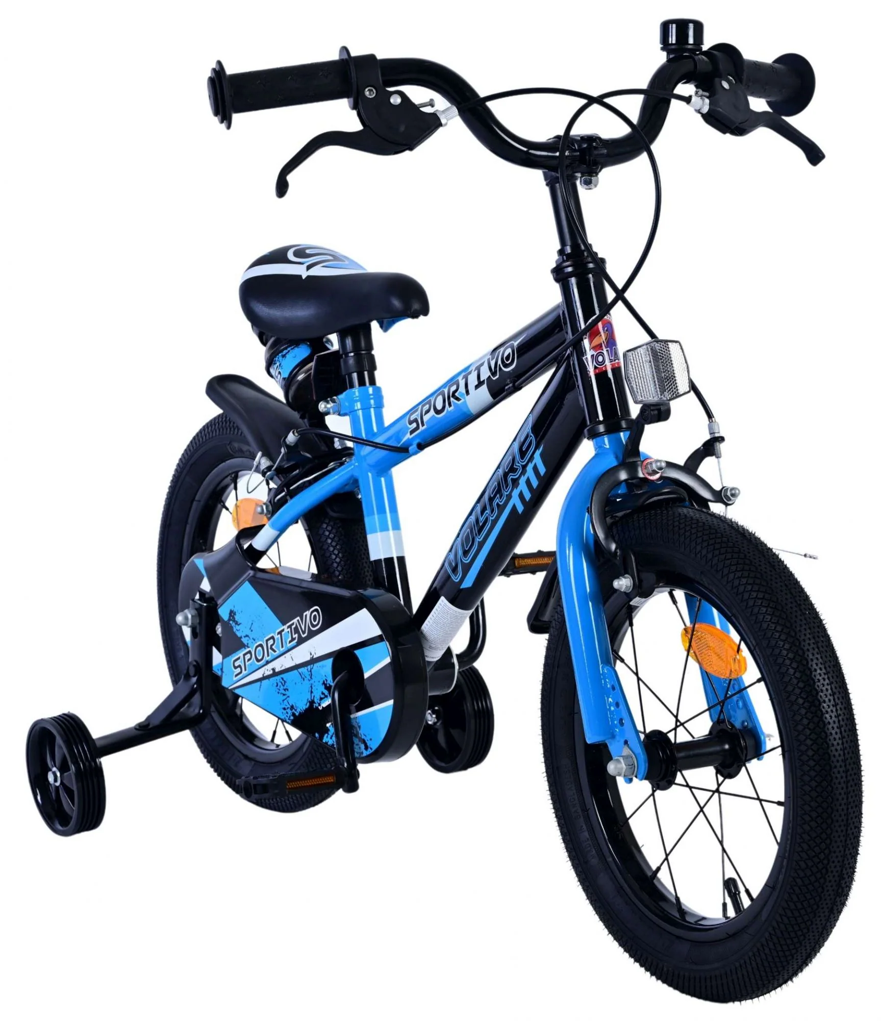 Bicicleta pentru baieti Volare Sportivo, 14 inch, culoare Negru Albastru, frana de mana fata - spate