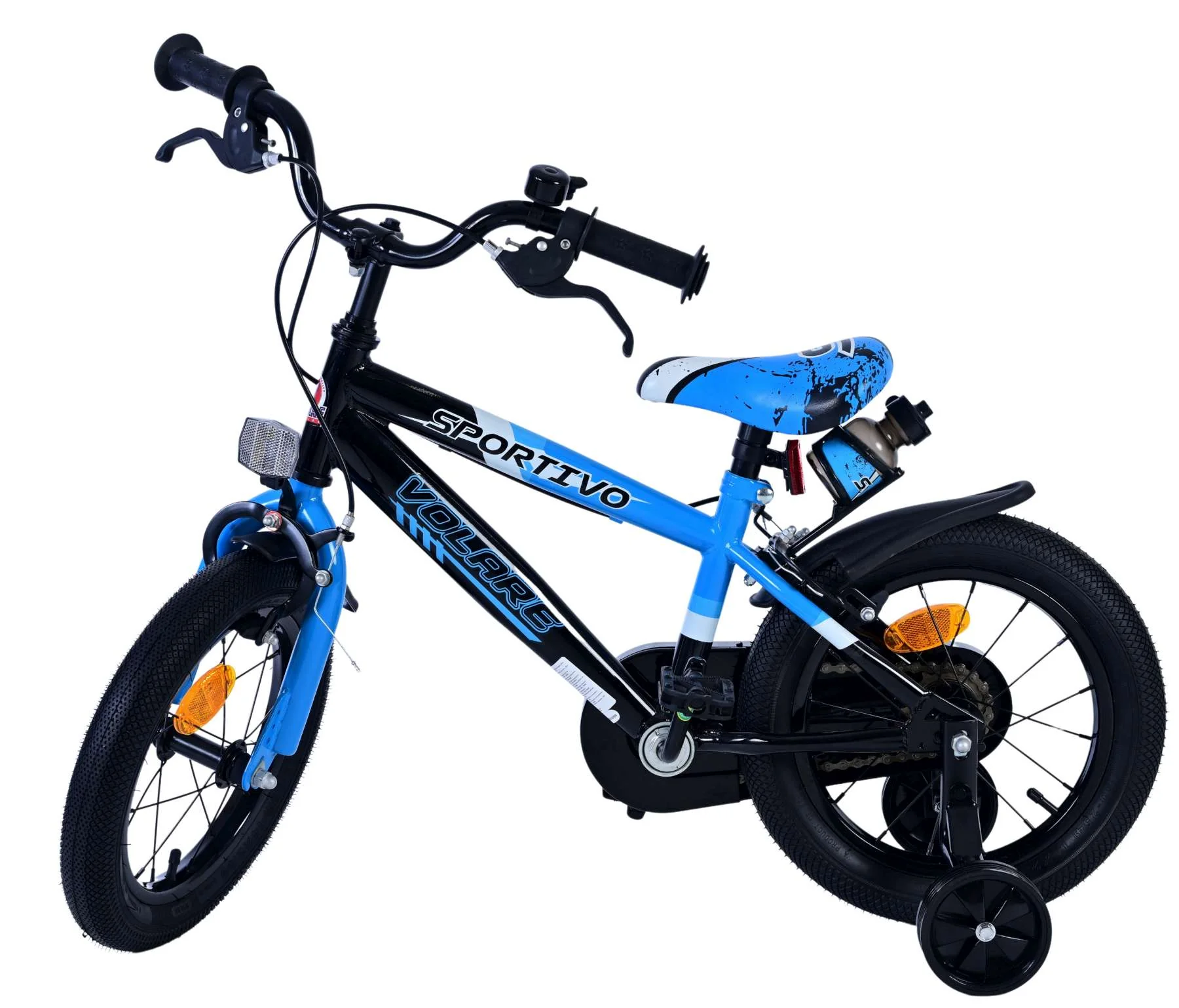 Bicicleta pentru baieti Volare Sportivo, 14 inch, culoare Negru/Albastru, frana de mana fata - spate [4]
