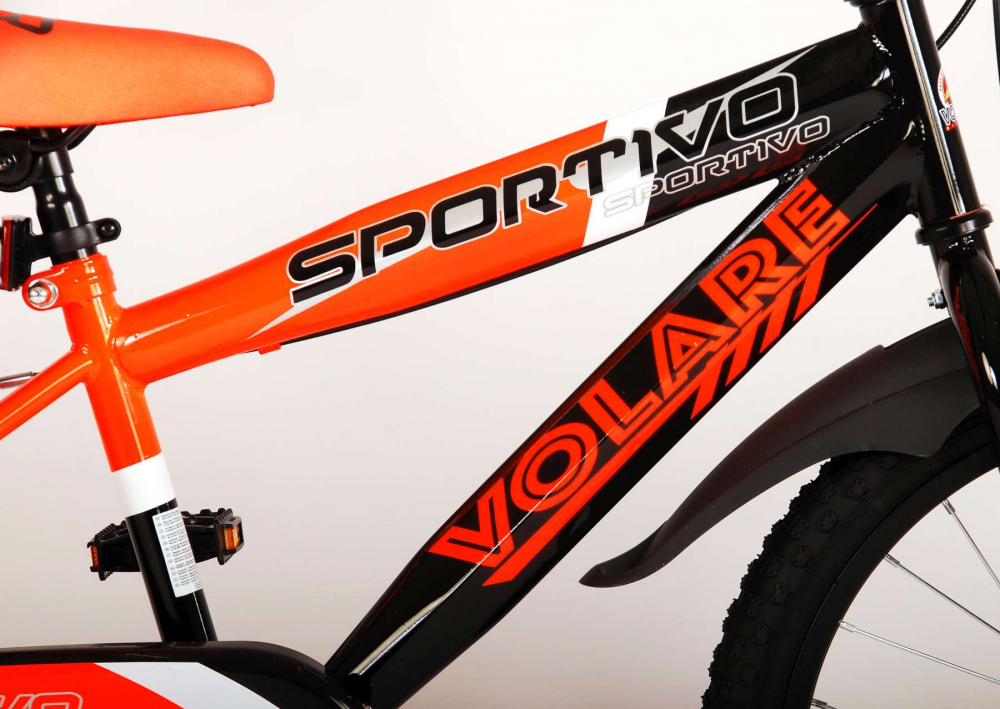 Bicicleta pentru baieti Volare Sportivo, 18 inch, culoare portocaliu neon / negru, frana de mana fata - spate [12]
