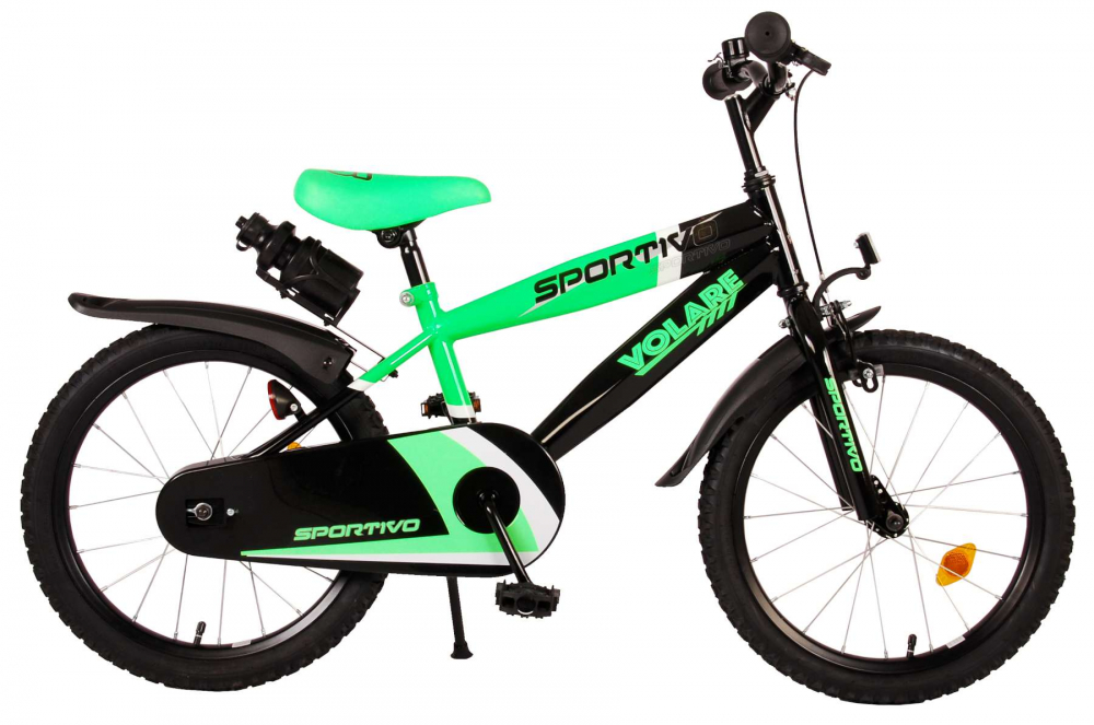 Bicicleta pentru baieti Volare Sportivo, 18 inch, culoare verde neon Negru, frana de mana + contra