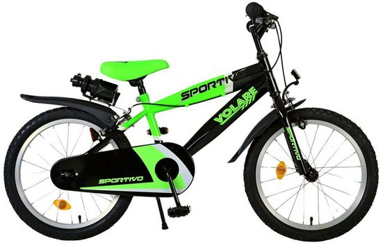 Bicicleta pentru baieti Volare Sportivo, 18 inch, culoare verde neon   negru, frana de mana fata - spate