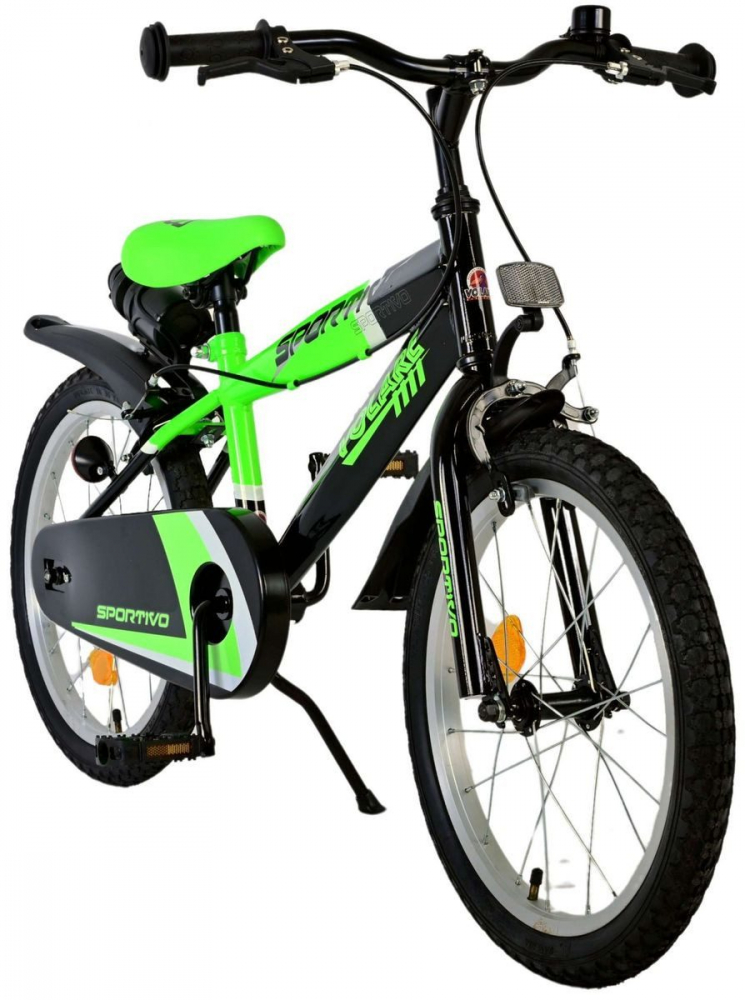 Bicicleta pentru baieti Volare Sportivo, 18 inch, culoare verde neon / negru, frana de mana fata - spate [5]