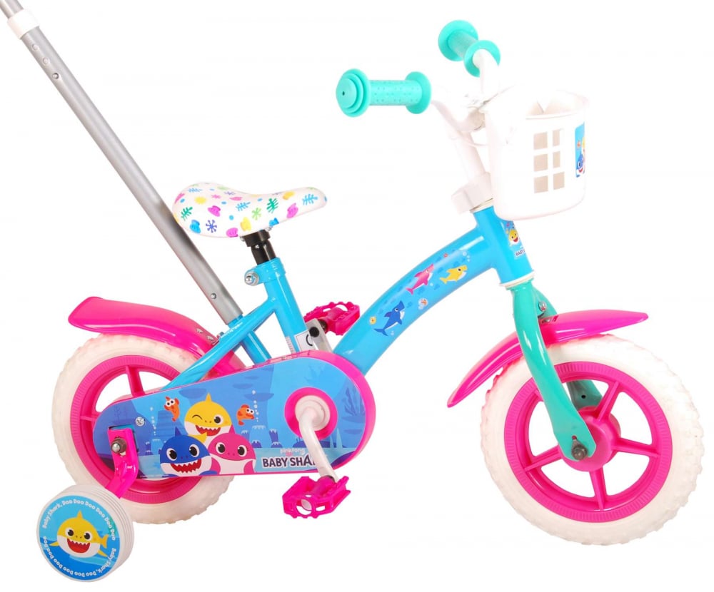 Bicicleta pentru copii Baby Shark, 10 inch, culoare albastru roz, fara frane