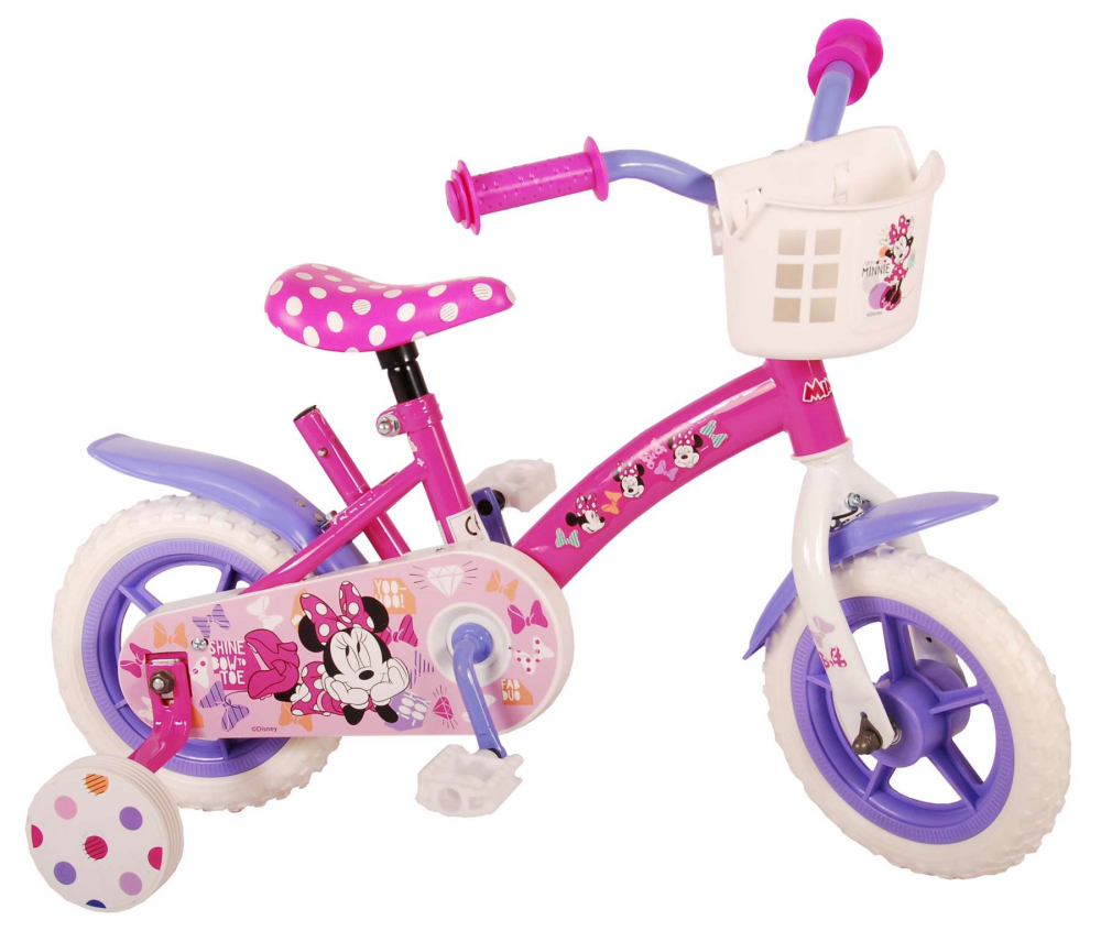 Bicicleta pentru copii Disney Minnie, 10 inch, culoare roz violet, fara frana