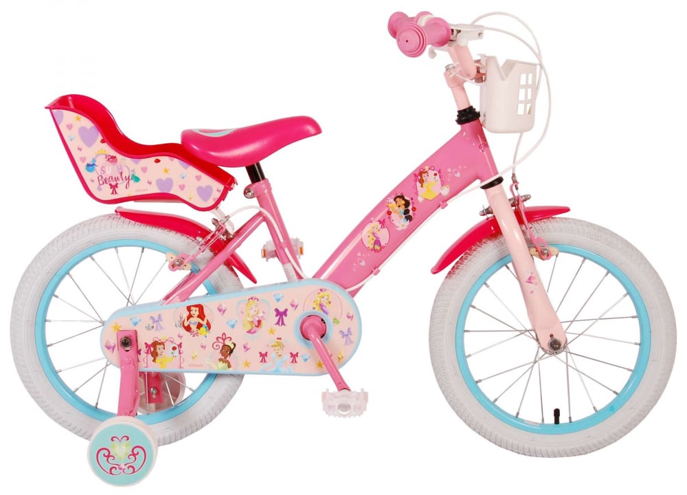 Bicicleta pentru copii Disney Princess, 16 inch, culoare roz, frana de mana fata - spate