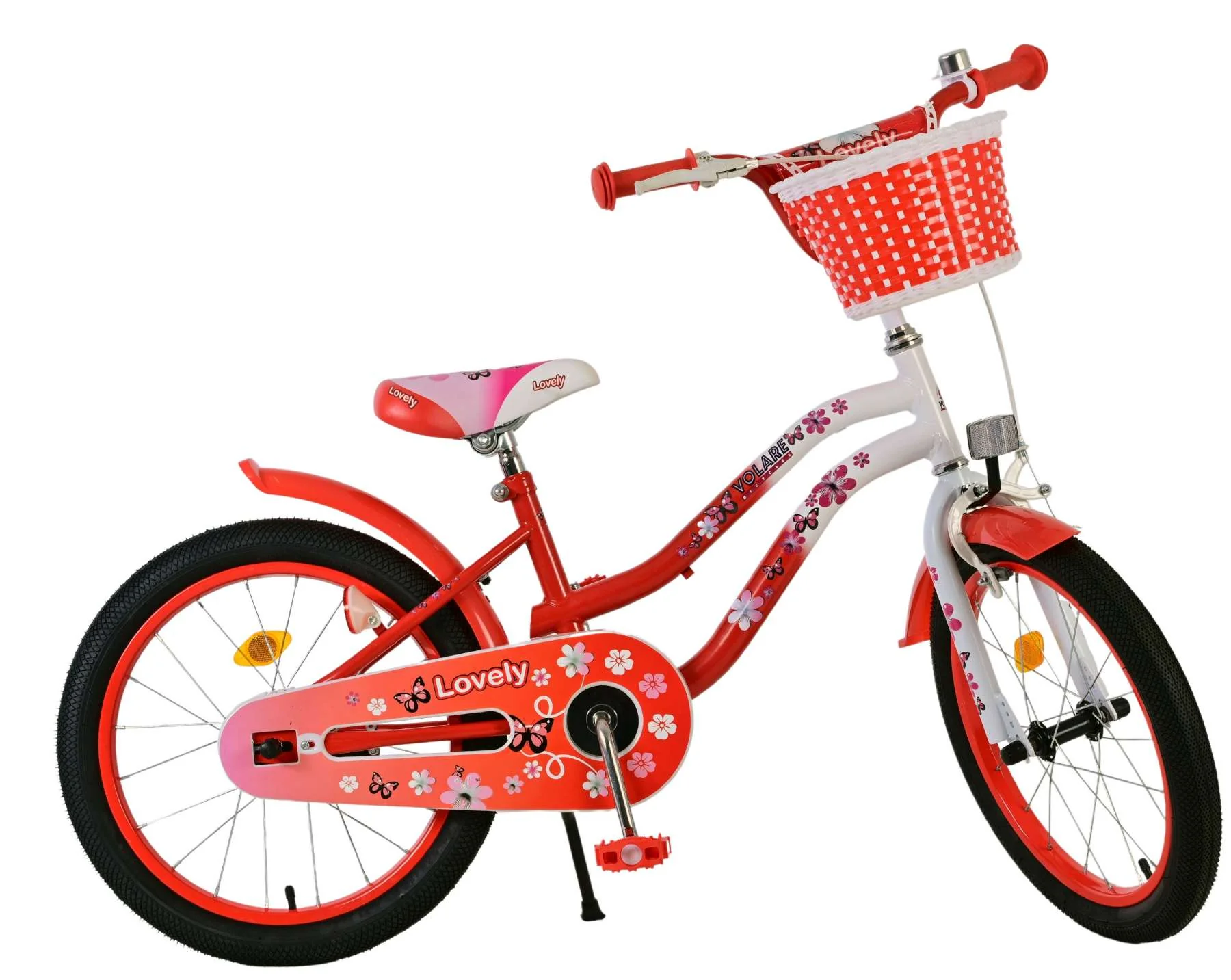 Bicicletă Volare Lovely pentru copii - Fete - 18 inch - Roșu Alb [10]