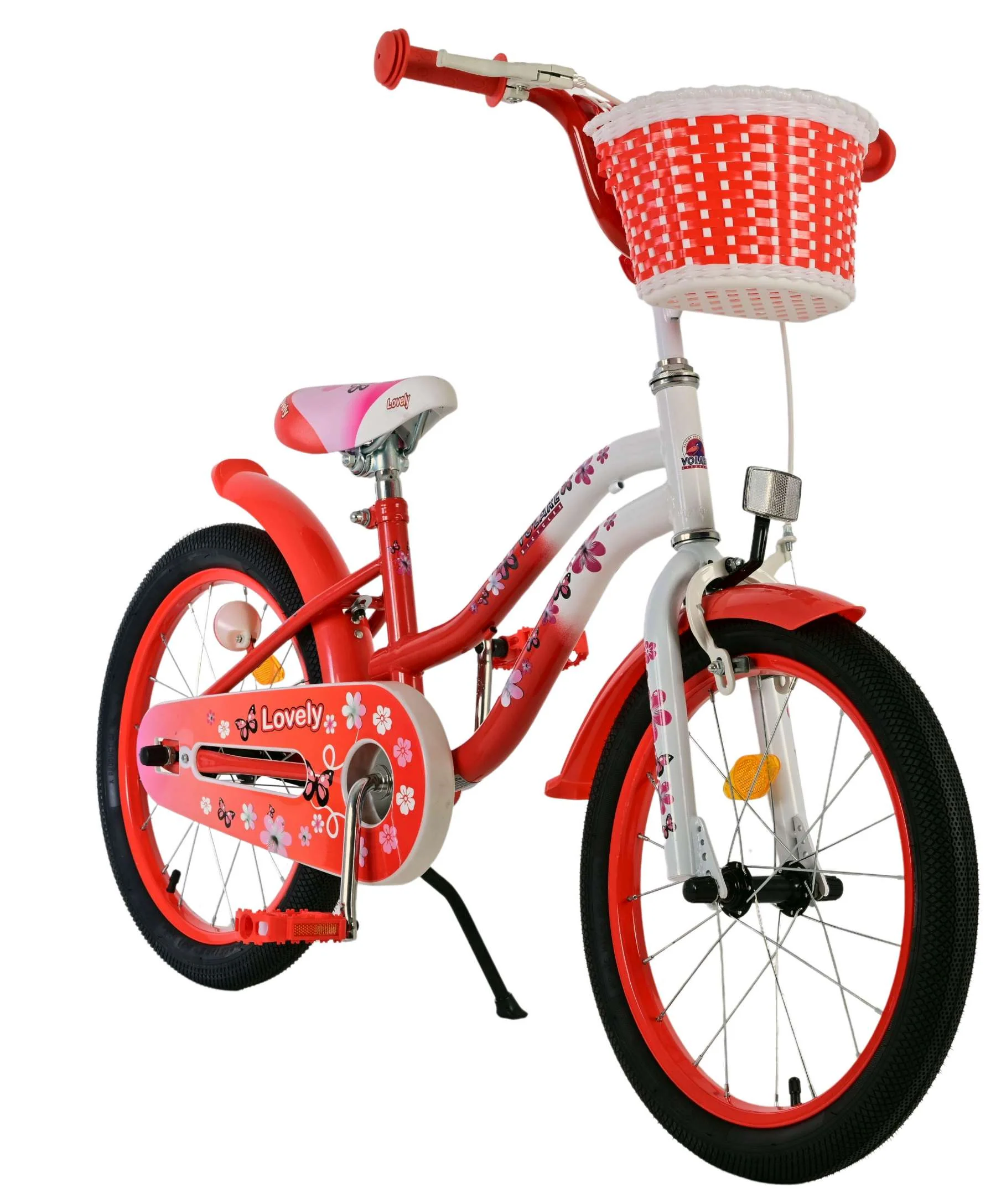 Bicicletă Volare Lovely pentru copii - Fete - 18 inch - Roșu Alb [5]
