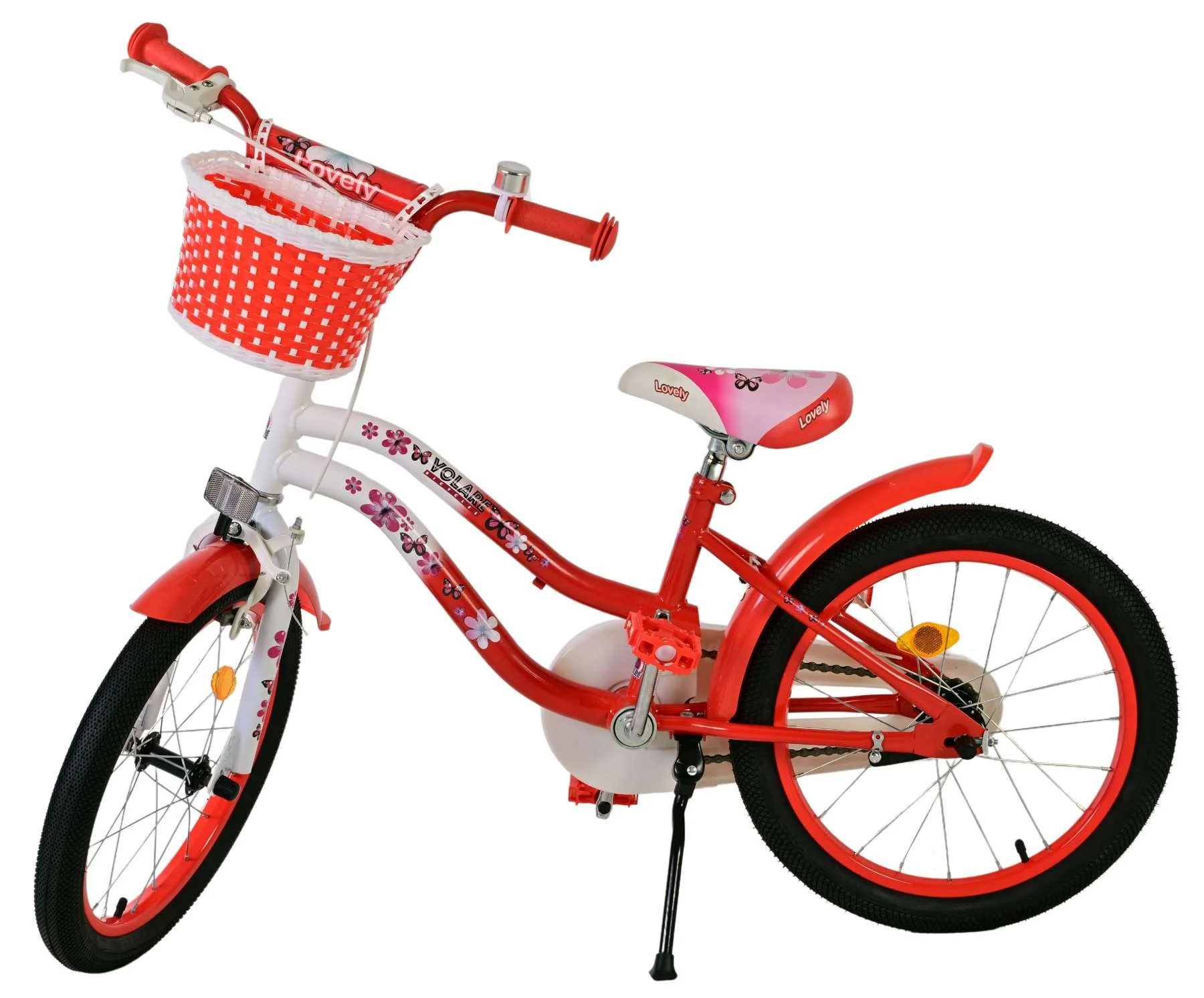 Bicicletă Volare Lovely pentru copii - Fete - 18 inch - Roșu Alb [8]