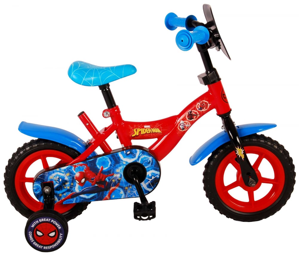 Bicicleta pentru copii Spider-Man, 10 inch, culoare rosu albastru, fara frana