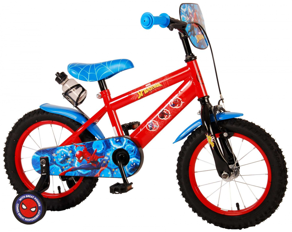 Bicicleta pentru copii Ultimate Spider-Man, 14 inch, culoare rosu albastru, frana de mana fata + contra