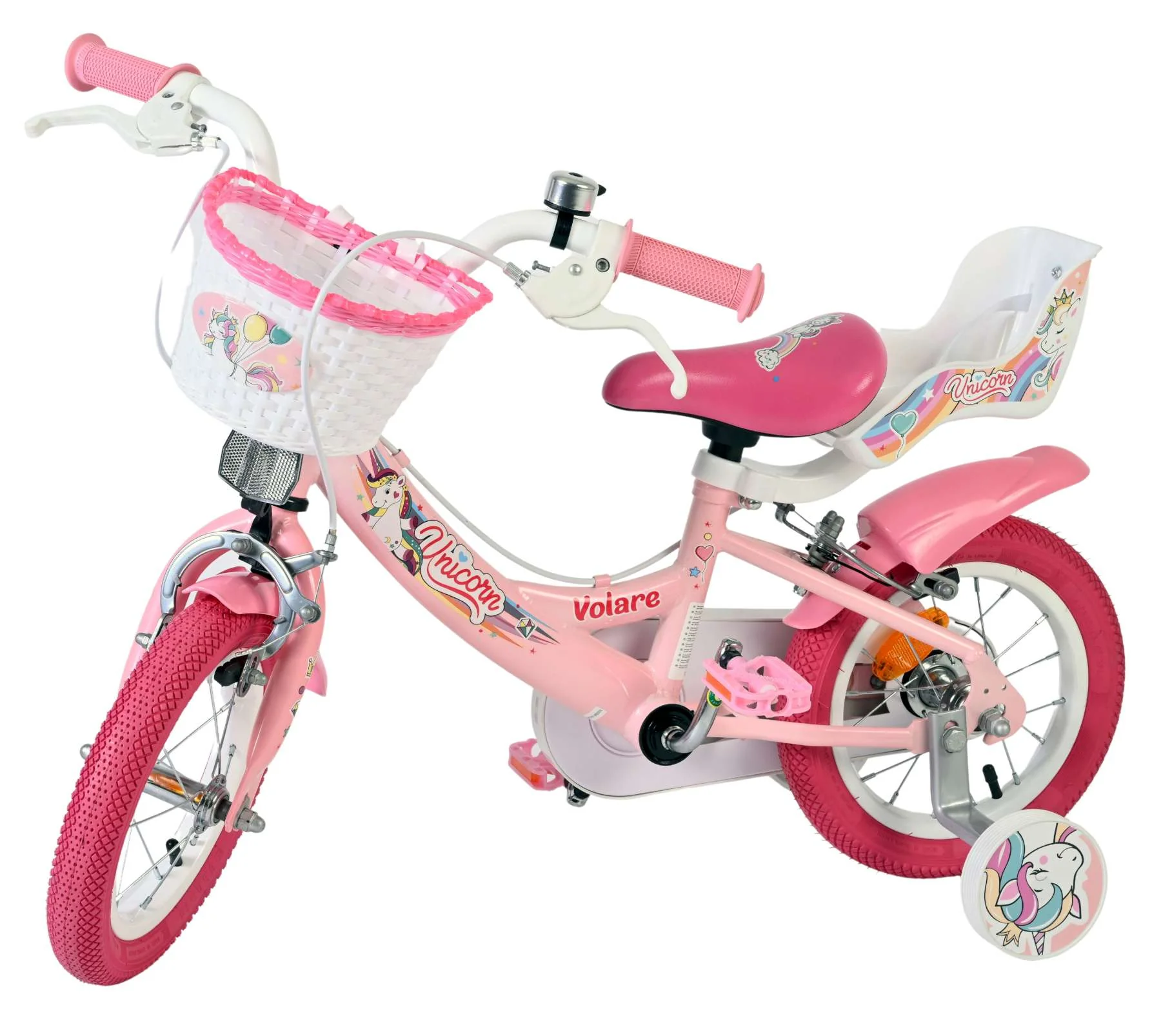 Bicicleta pentru copii Volare Unicorn - Fete - 12 inch - Roz - Frâne cu două mâini [8]
