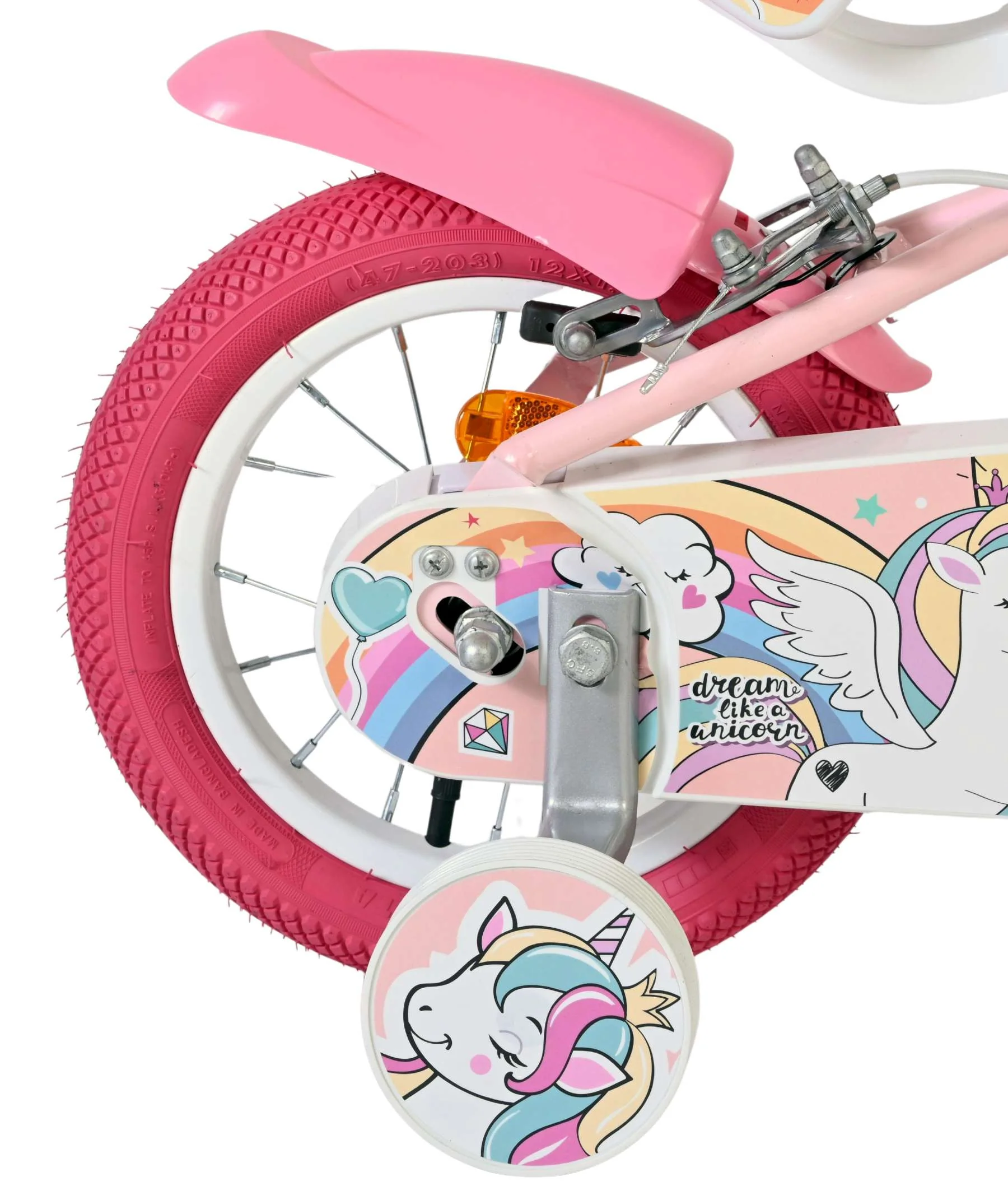 Bicicleta pentru copii Volare Unicorn - Fete - 12 inch - Roz - Frâne cu două mâini [2]
