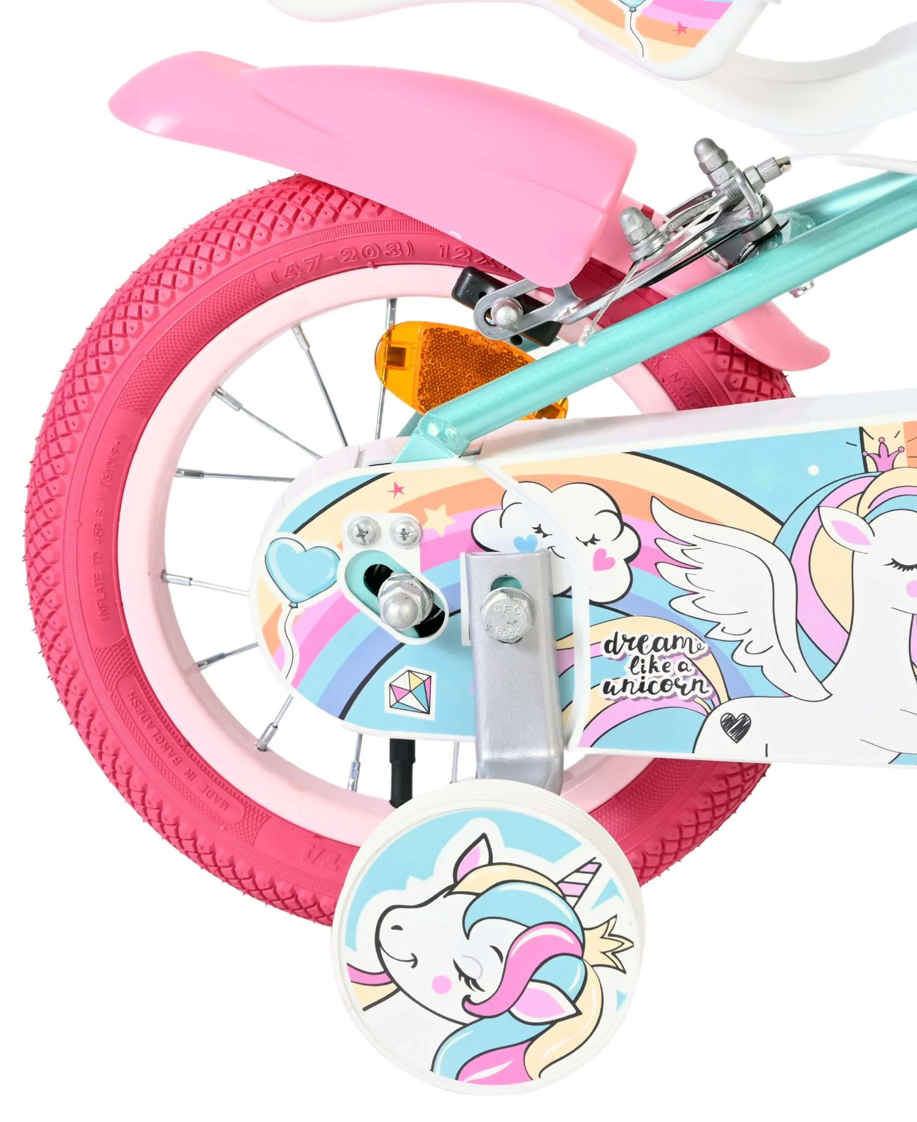 Bicicleta pentru copii Volare Unicorn - Fete - 12 inch - Verde - Frâne cu două mâini [2]