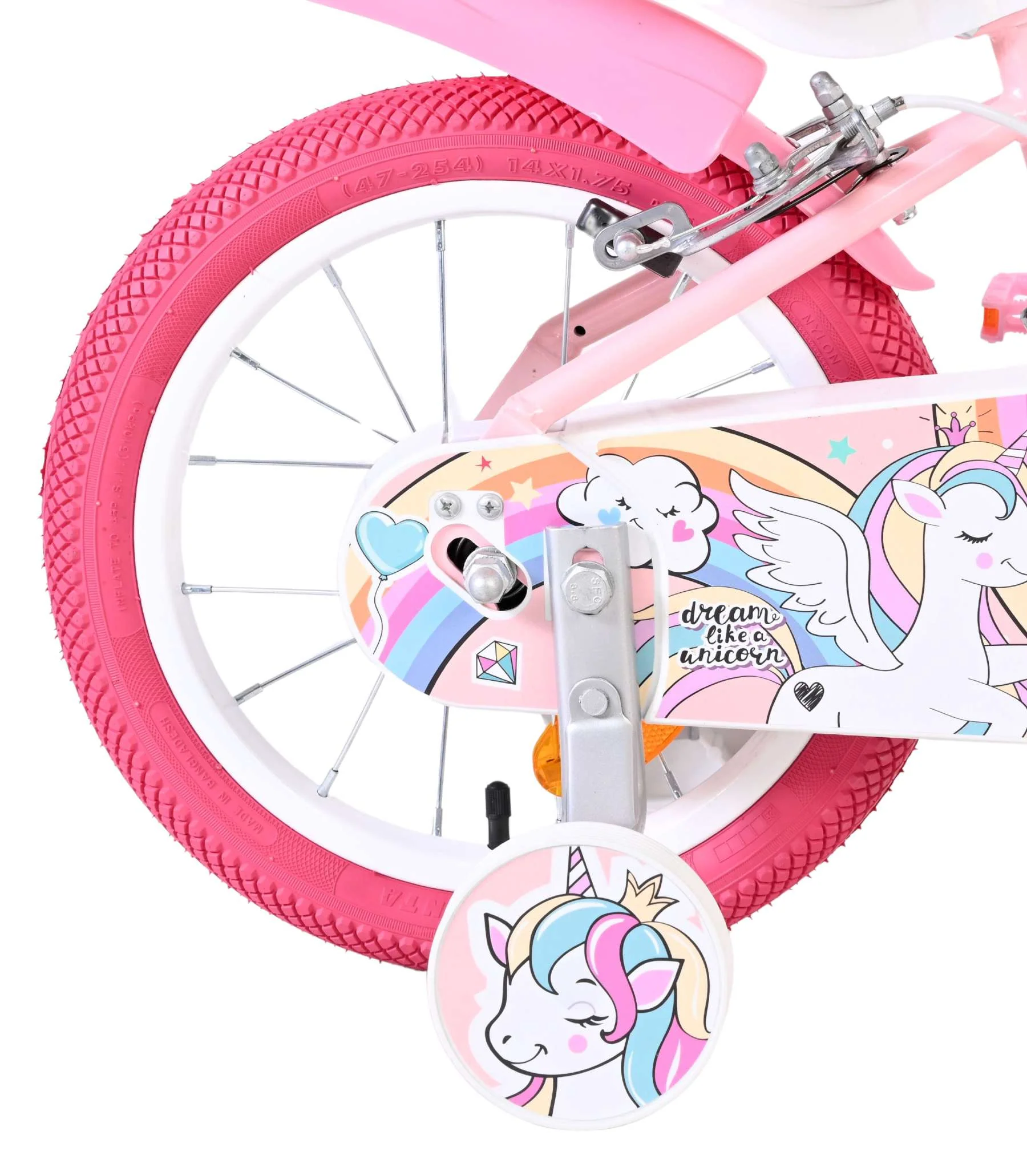 Bicicleta pentru copii Volare Unicorn - Fete - 14 inch - Roz - Frâne cu două mâini [2]