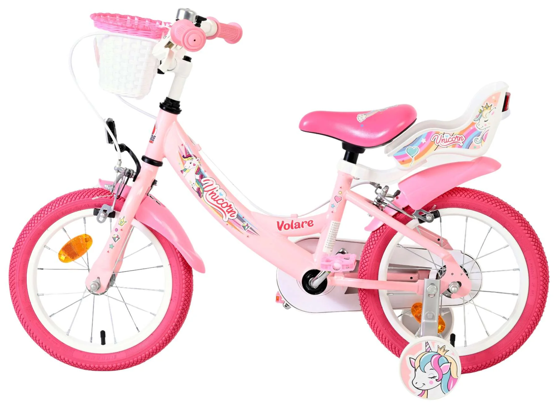 Bicicleta pentru copii Volare Unicorn - Fete - 14 inch - Roz - Frâne cu două mâini [7]