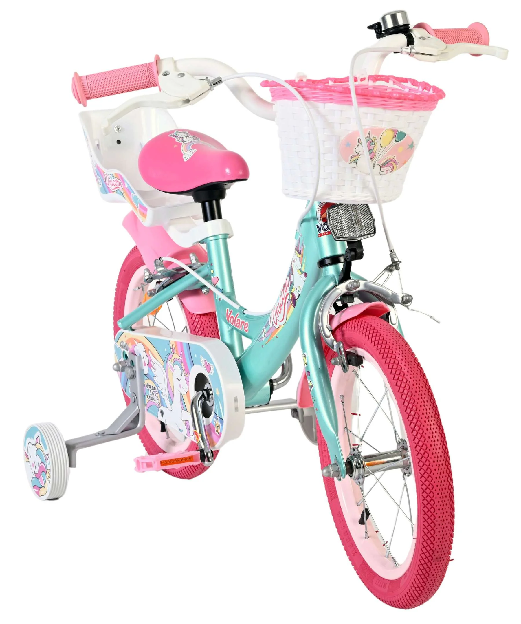Bicicleta pentru copii Volare Unicorn - Fete - 14 inch - Verde - Frâne cu două mâini [5]