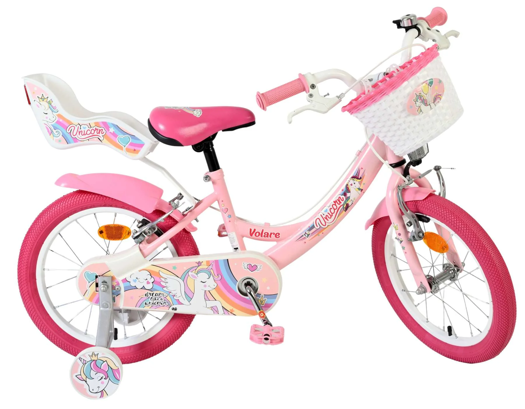 Bicicleta pentru copii Volare Unicorn - Fete - 16 inch - Roz - Frâne cu două mâini [10]