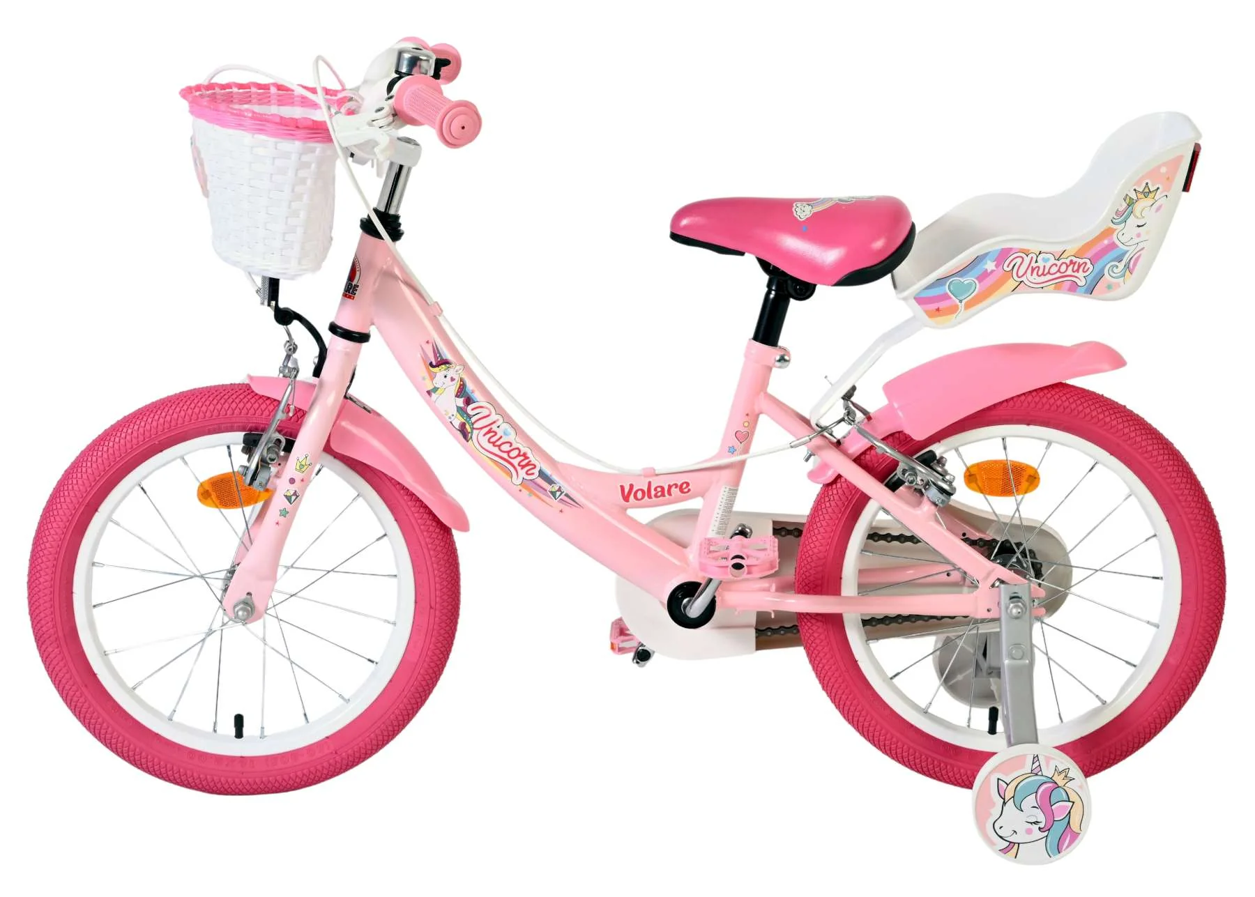 Bicicleta pentru copii Volare Unicorn - Fete - 16 inch - Roz - Frâne cu două mâini [7]