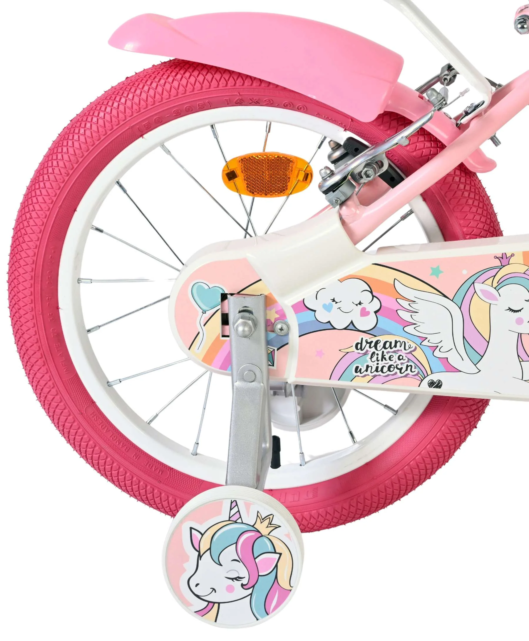 Bicicleta pentru copii Volare Unicorn - Fete - 16 inch - Roz - Frâne cu două mâini [2]