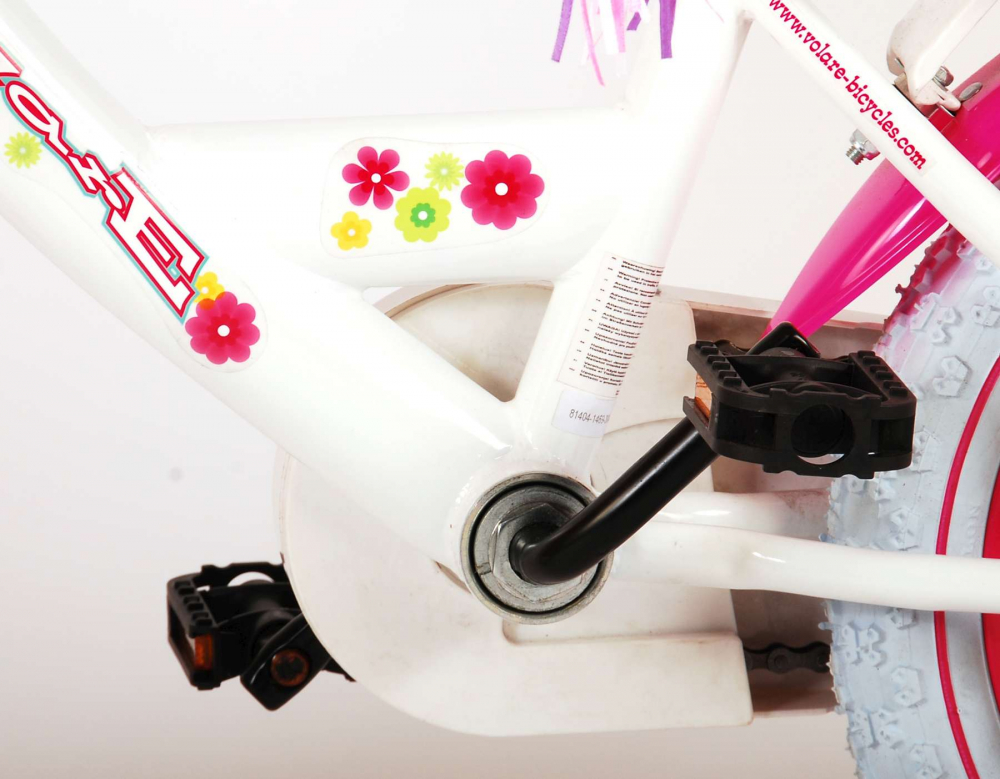 Bicicleta pentru fete Ashley, 14 inch, culoare alb/roz, frana de mana + contra [14]