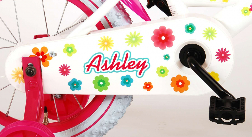 Bicicleta pentru fete Ashley, 14 inch, culoare alb/roz, frana de mana + contra [6]