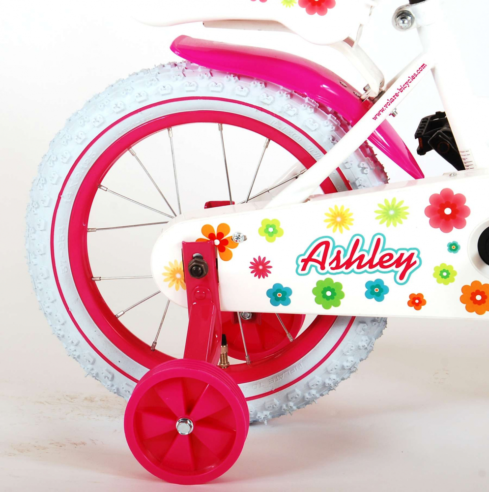 Bicicleta pentru fete Ashley, 14 inch, culoare alb/roz, frana de mana + contra [4]