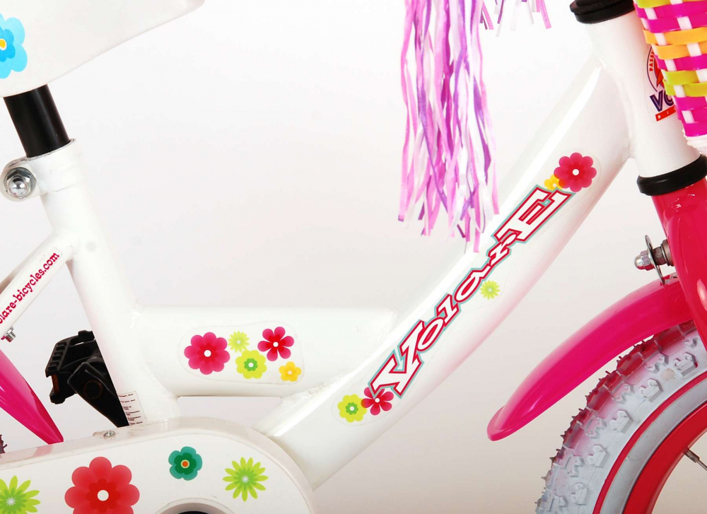 Bicicleta pentru fete Ashley, 14 inch, culoare alb/roz, frana de mana + contra [8]