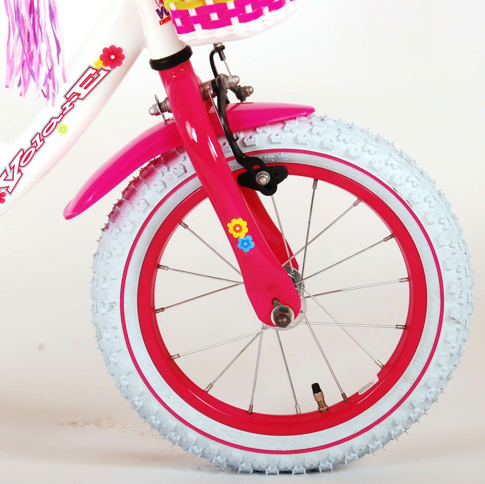 Bicicleta pentru fete Ashley, 14 inch, culoare alb/roz, frana de mana + contra [5]