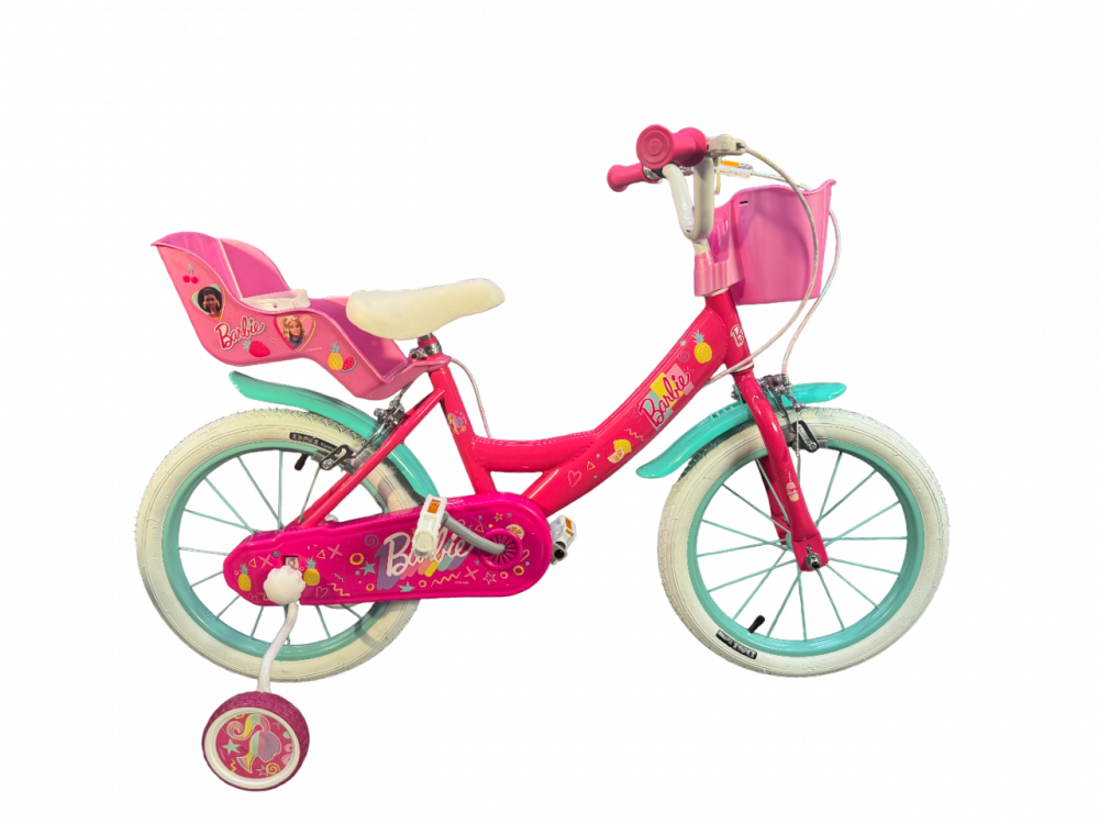 Bicicleta pentru fete Barbie, 14 inch, culoare roz, frana de mana fata si spate