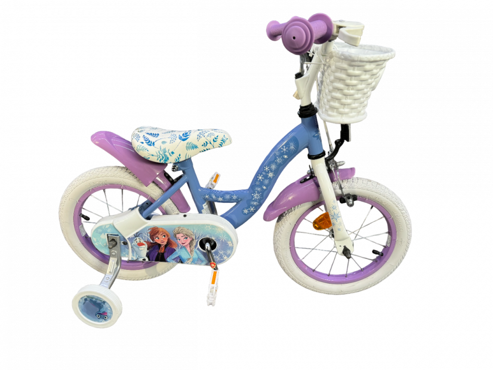 Bicicleta pentru fete Disney Frozen 2, 12 inch, frana de mana fata si contra spate, culoare albastru violet