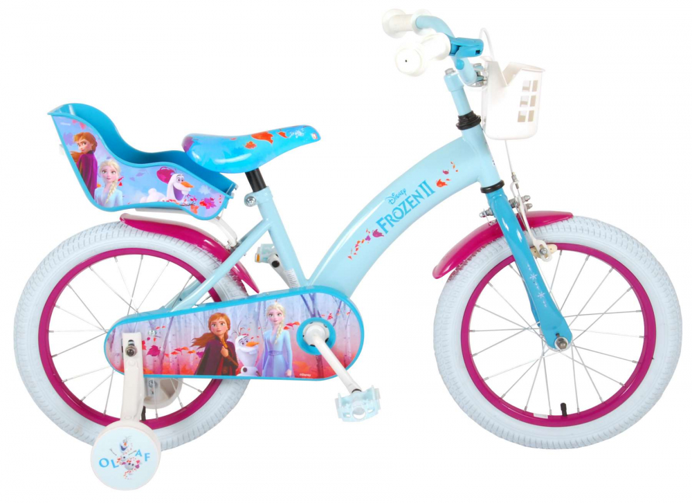 Bicicleta pentru fete, Disney Frozen 2, 16 inch, culoare Albastru Roz, frana de mana + contra