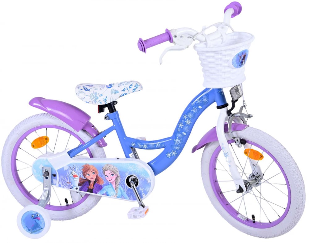 Bicicleta pentru fete Disney Frozen 2, 16 inch, culoare albastru violet, frana de mana fata si contra