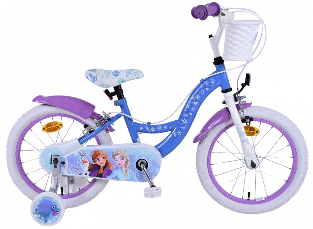 Bicicleta pentru fete Disney Frozen 2, 16 inch, culoare albastru violet, frana de mana fata si spate