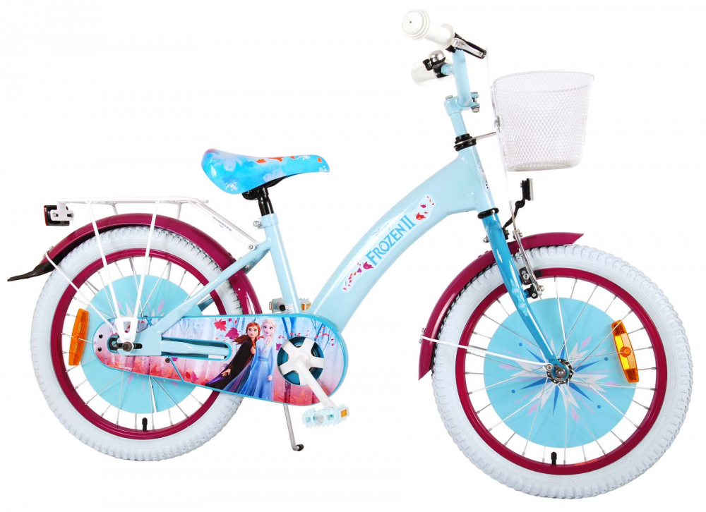 Bicicleta pentru fete Disney Frozen 2, 18 inch, culoare albastru roz, frana de mana fata si contra spate