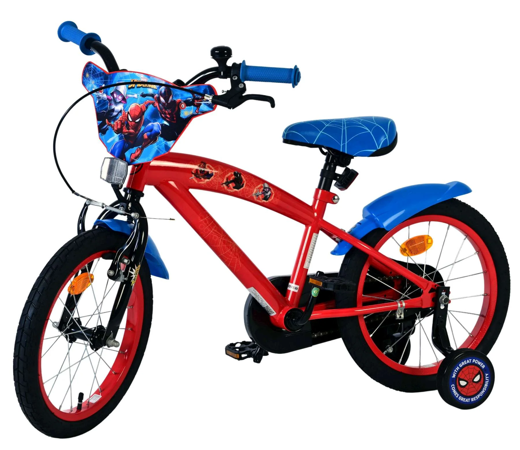 Bicicleta copii Marvel Spiderman 16 inch, pentru baieti, culoare rosu, frana de mana fata si butuc spate [3]