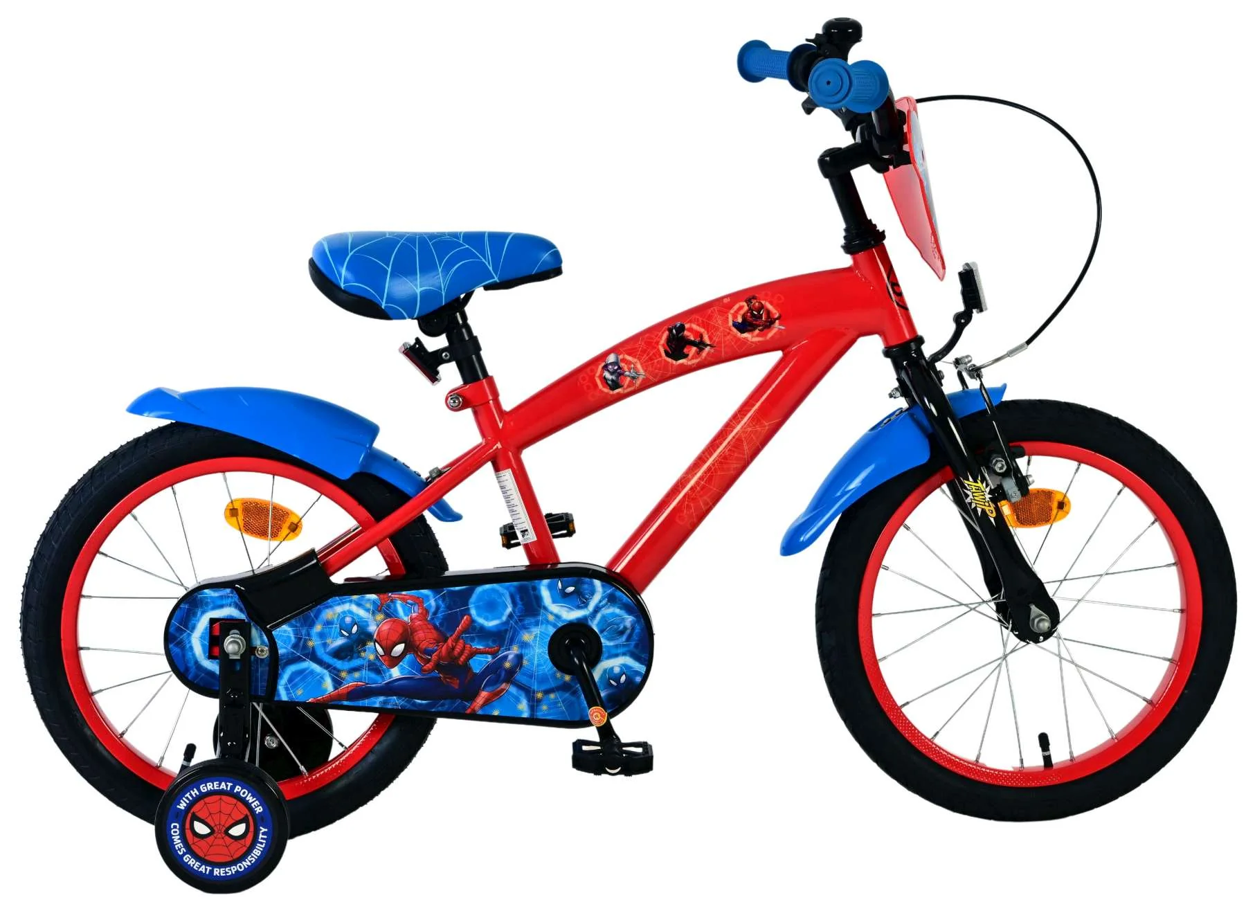 Bicicleta copii Marvel Spiderman 16 inch, pentru baieti, culoare rosu, frana de mana fata si butuc spate [2]