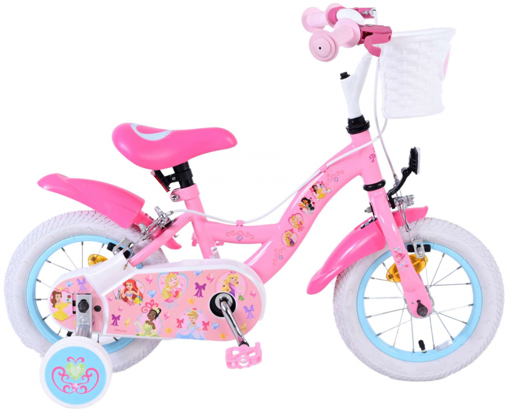 Bicicleta pentru fete Disney Princess, 12 inch, culoare roz, frana de mana fata si spate