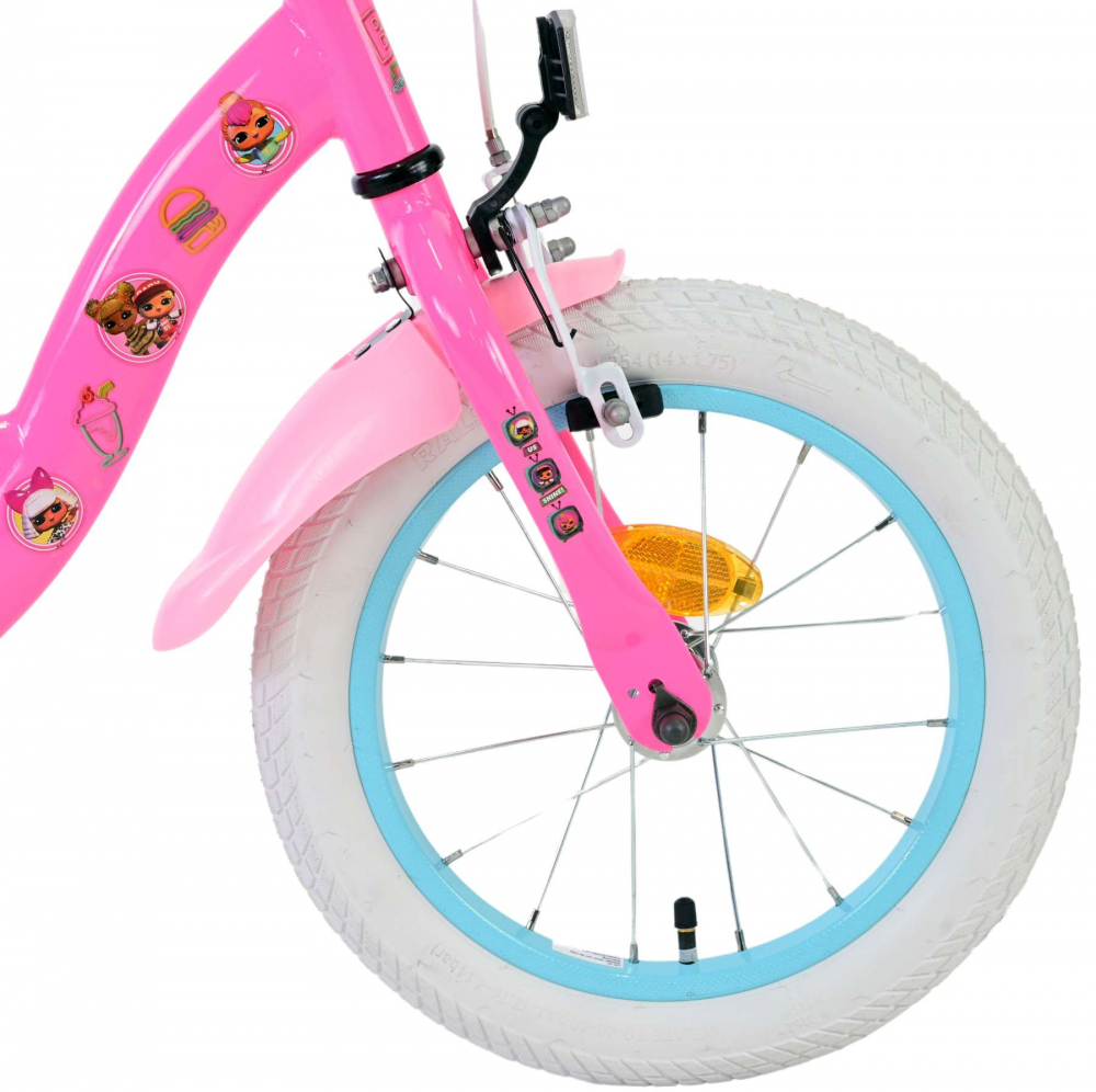 Bicicleta pentru fete LOL Surprise, 14 inch, culoare roz, frana de mana fata + contra [8]