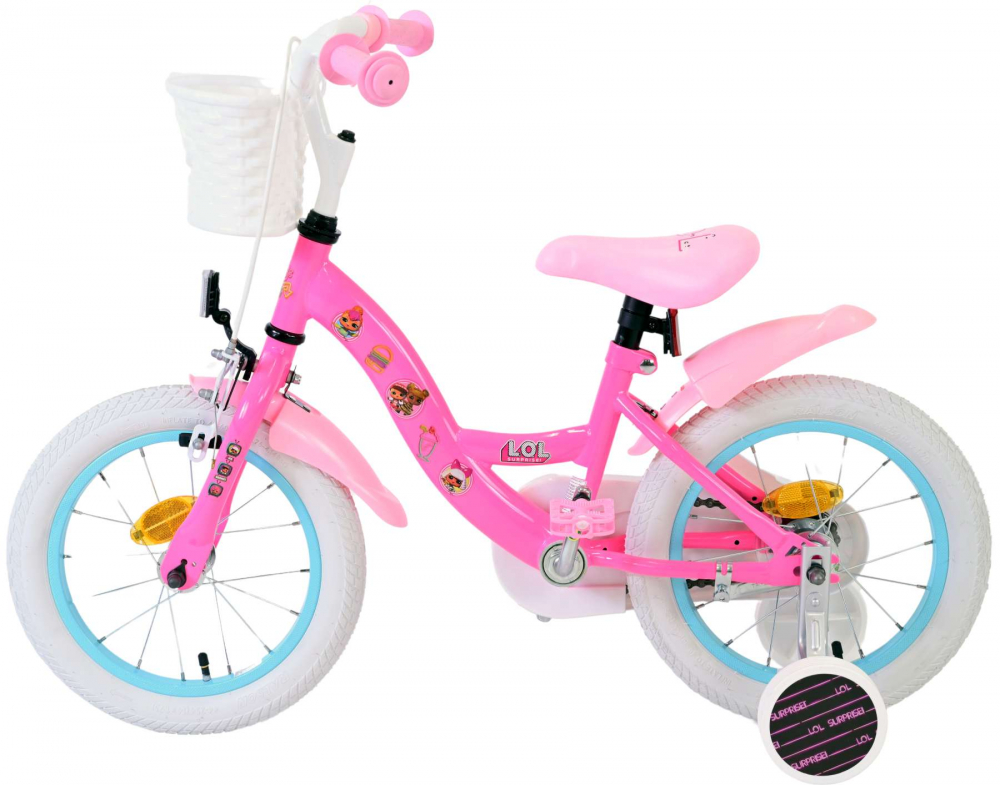 Bicicleta pentru fete LOL Surprise, 14 inch, culoare roz, frana de mana fata + contra [4]